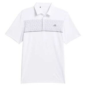 ADIDAS Performance Polo Shirt Mens XL White Gray Floral‎ Flowers Stretch Top NWT